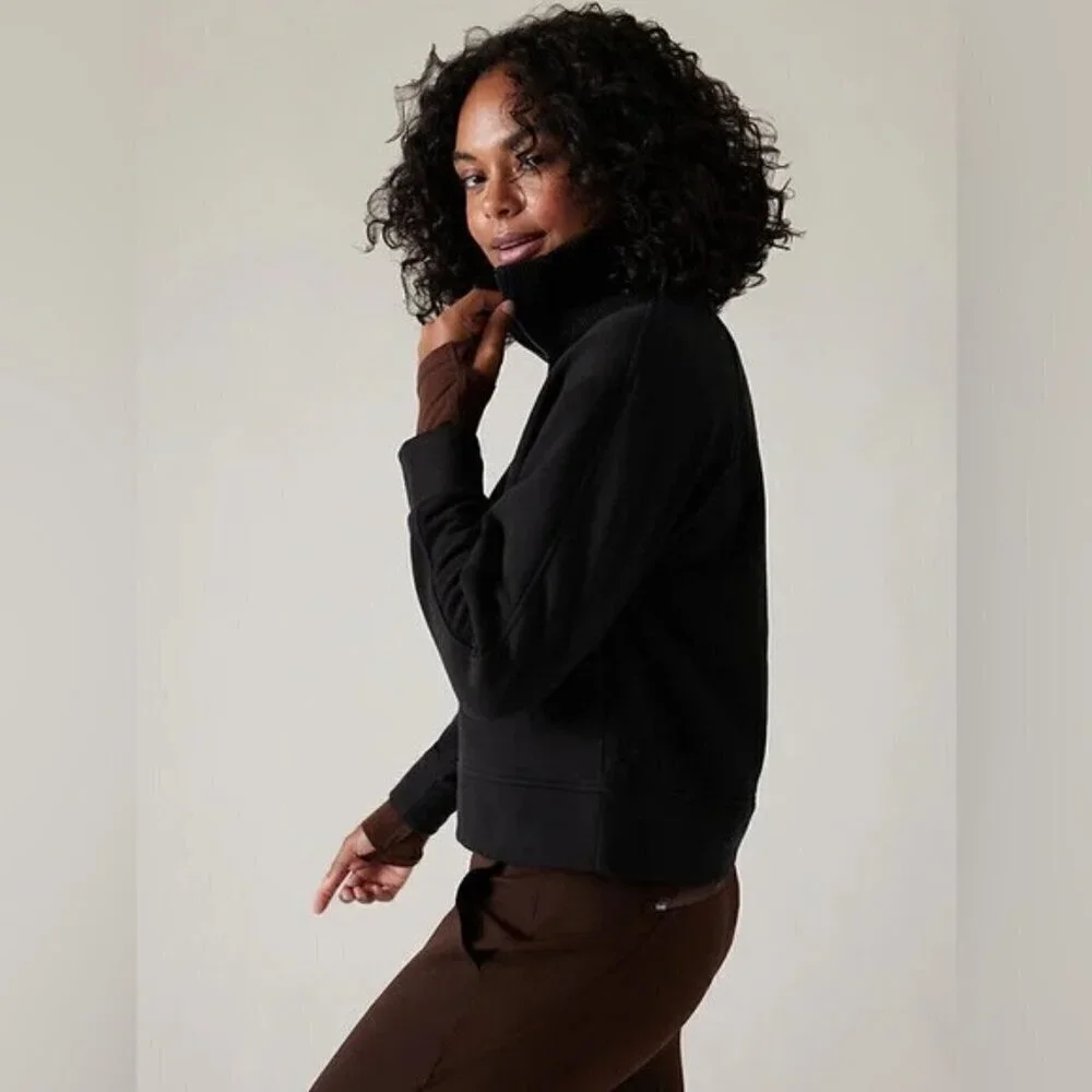 ATHLETA BLACK RETROPLUSH REVIVE HALF ZIP SWEATSHIRT SIZE M - Picture 3 of 9